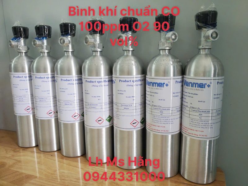 Bình khí chuẩn CO 100ppm O2 90 vol%