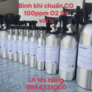 Bình khí chuẩn CO 100ppm O2 90 vol%