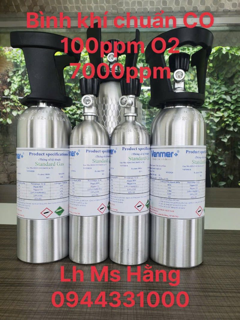 Bình khí chuẩn CO 100ppm O2 7000ppm