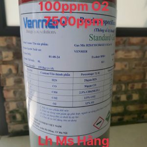 Bình khí chuẩn CO 100ppm O2 7500ppm