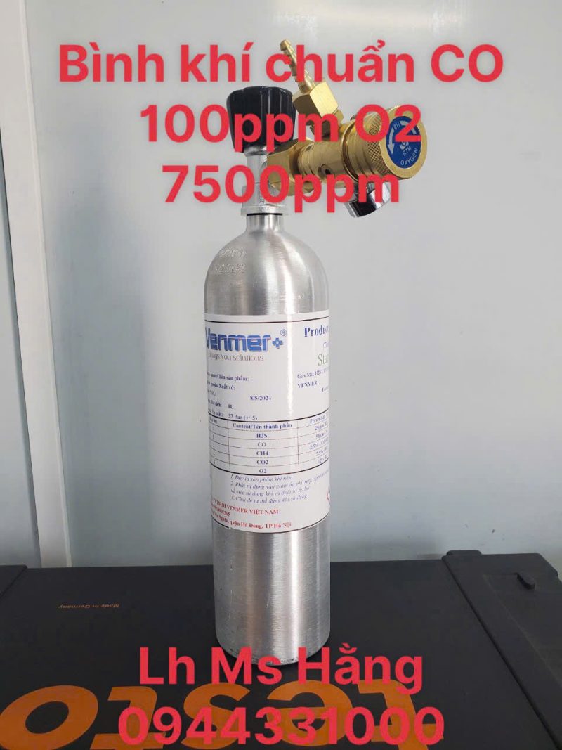 Bình khí chuẩn CO 100ppm O2 7500ppm