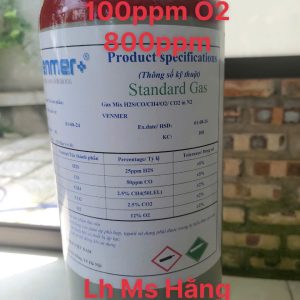 Bình khí chuẩn CO 100ppm O2 800ppm