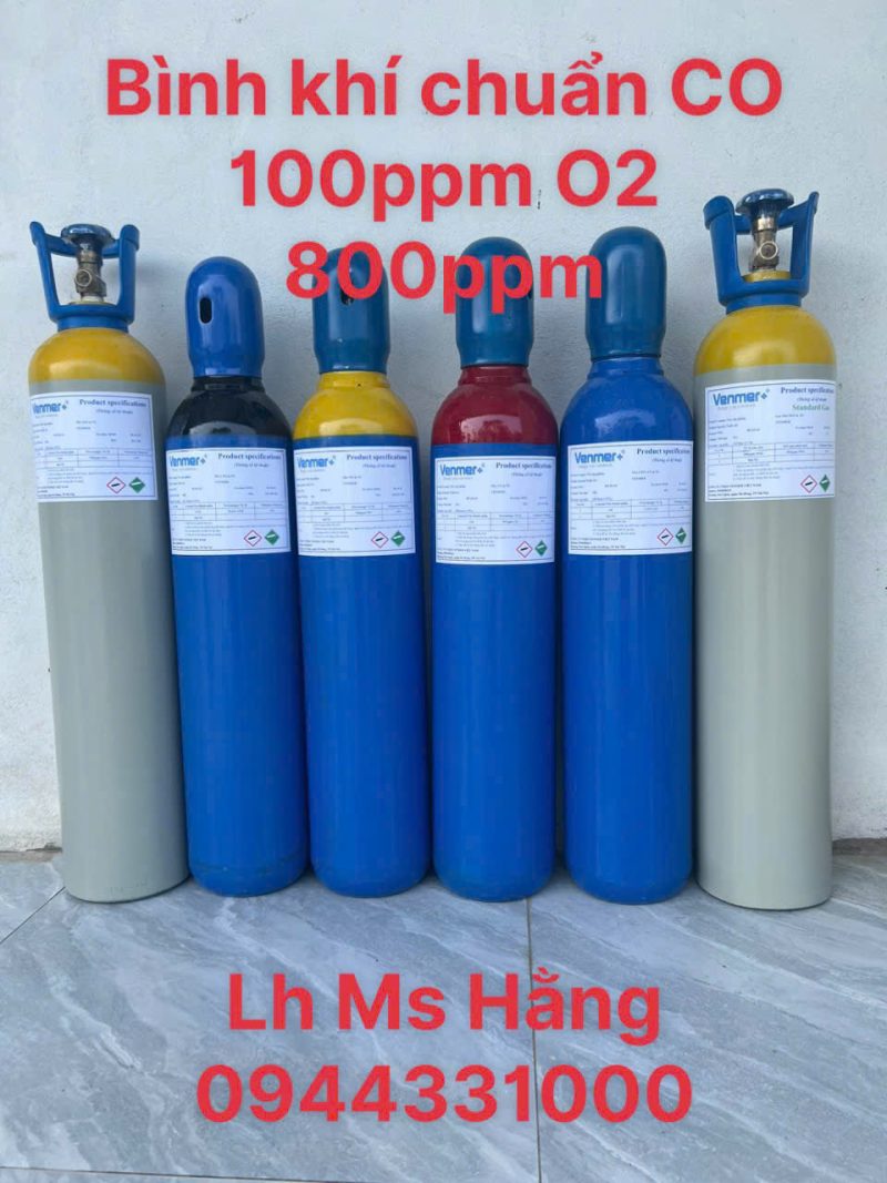 Bình khí chuẩn CO 100ppm O2 800ppm