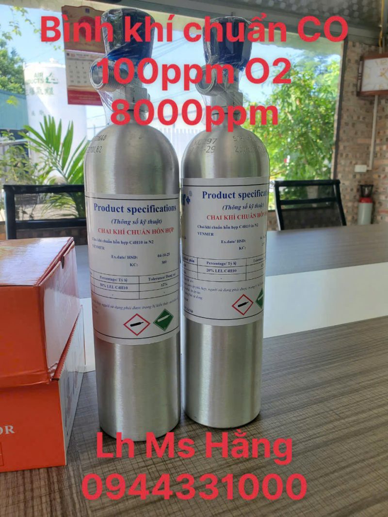 Bình khí chuẩn CO 100ppm O2 8000ppm