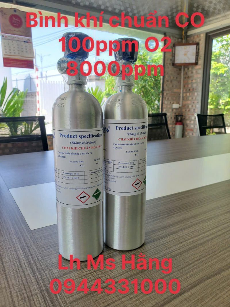 Bình khí chuẩn CO 100ppm O2 8000ppm