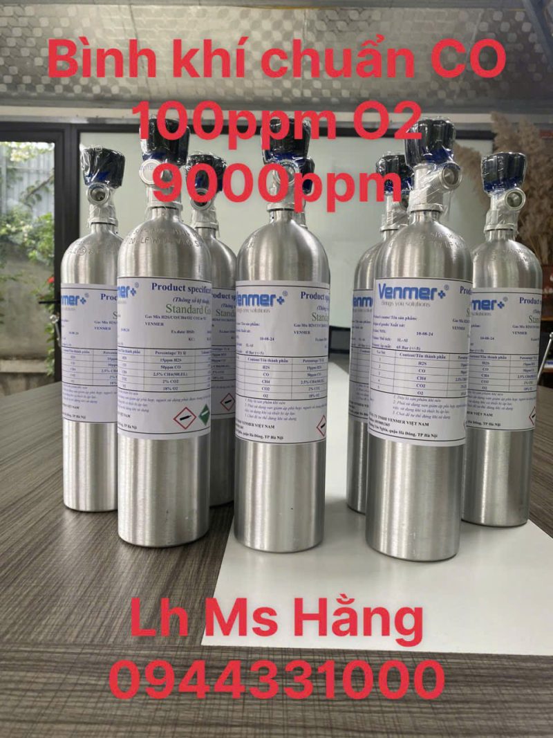 Bình khí chuẩn CO 100ppm O2 9000ppm