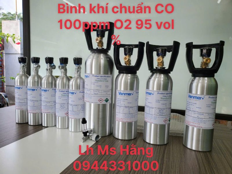 Bình khí chuẩn CO 100ppm O2 95 vol %