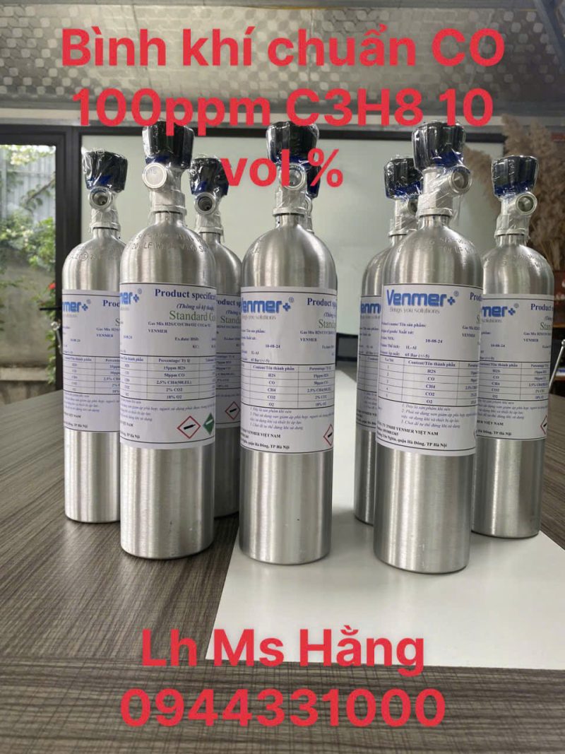 Bình khí chuẩn CO 100ppm C3H8 10 vol %