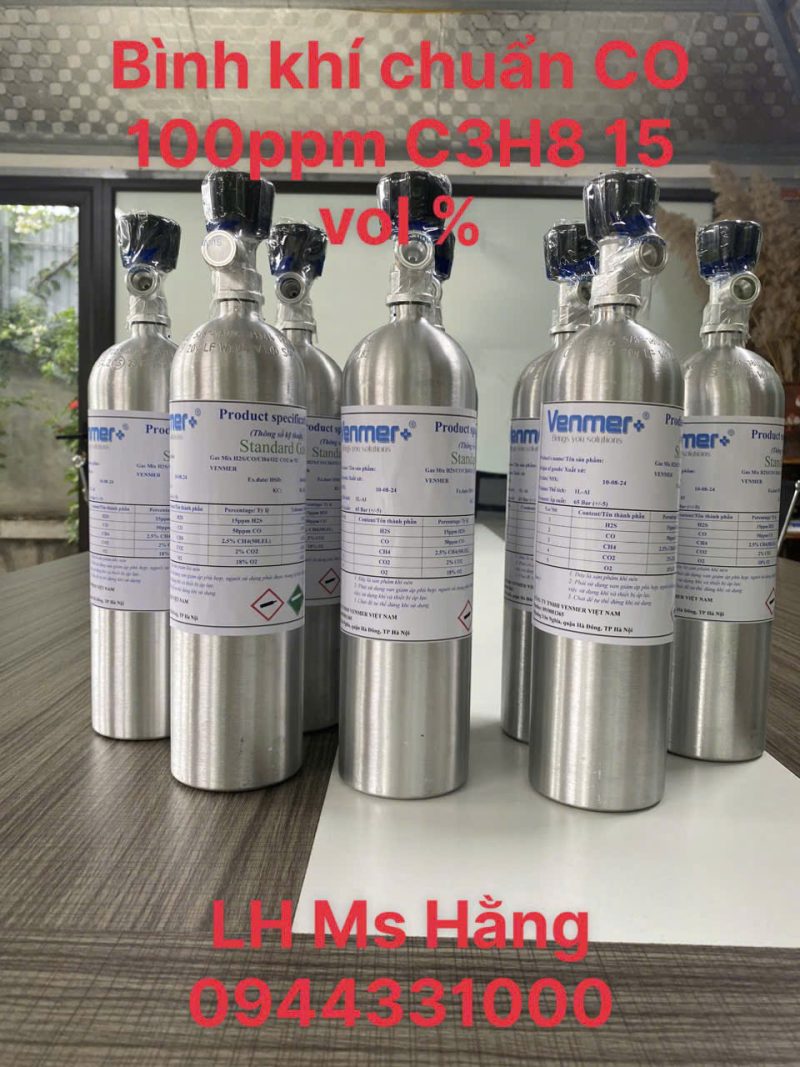 Bình khí chuẩn CO 100ppm C3H8 15 vol %