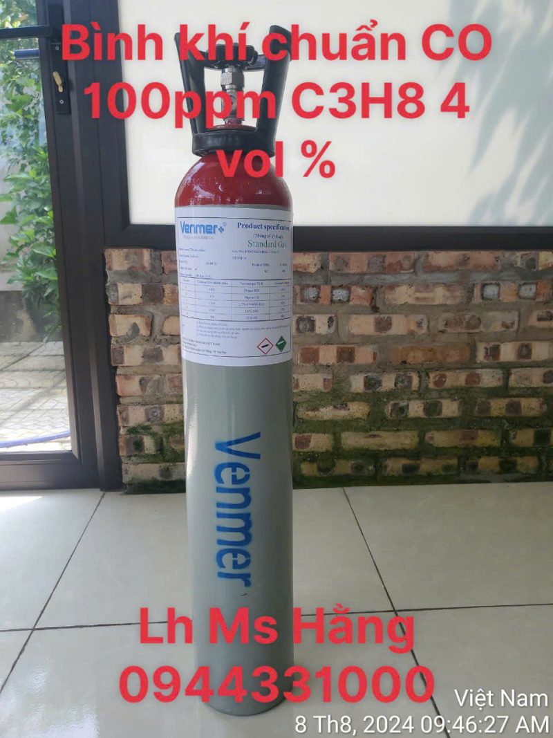 Bình khí chuẩn CO 100ppm C3H8 4 vol %