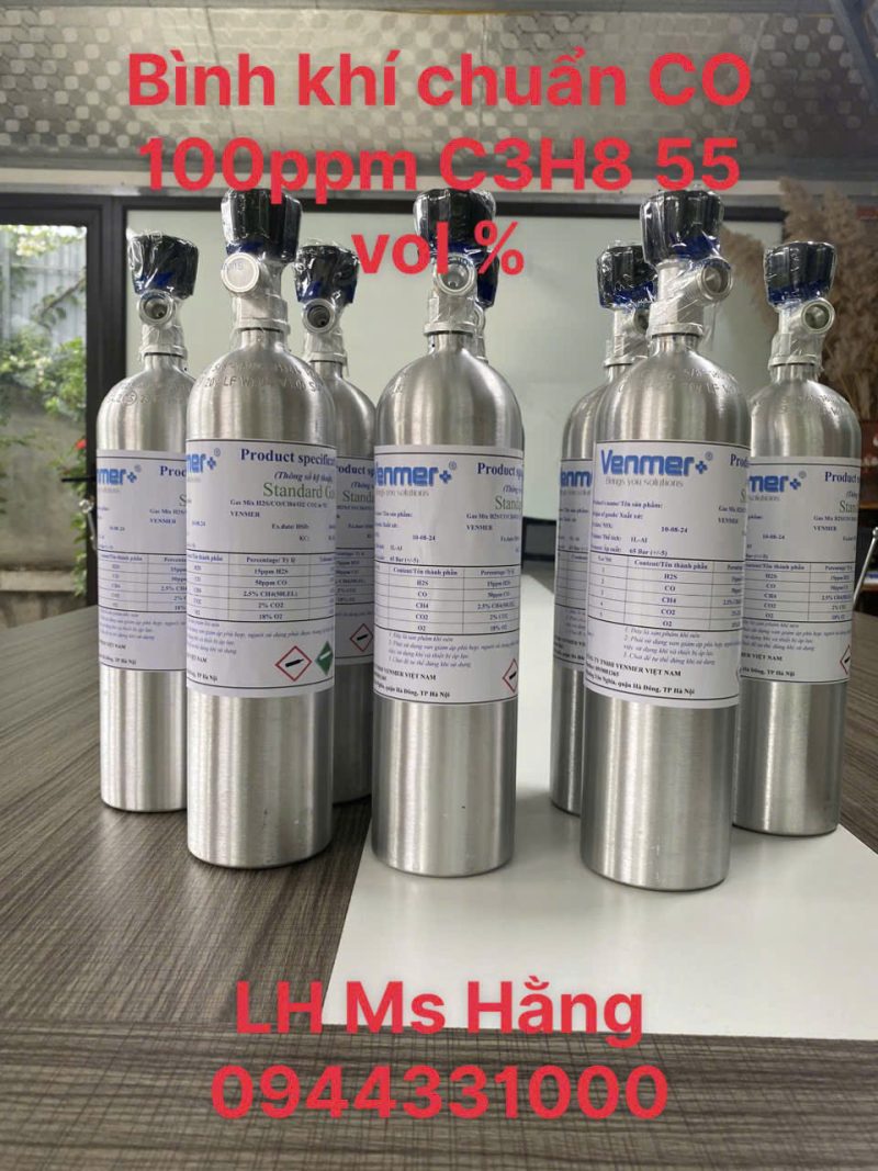 Bình khí chuẩn CO 100ppm C3H8 55 vol %