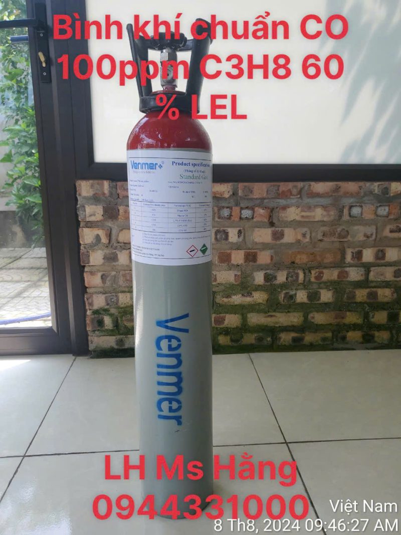 Bình khí chuẩn CO 100ppm C3H8 60 % LEL