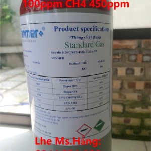 Bình khí chuẩn CO 100ppm CH4 450ppm