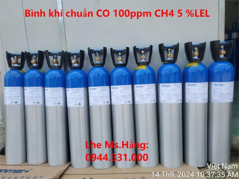 Bình khí chuẩn CO 100ppm CH4 5