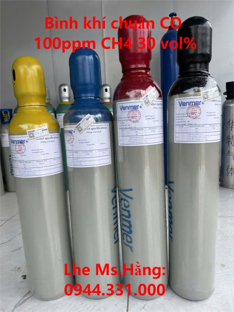 Bình khí chuẩn CO 100ppm CH4 30 vol