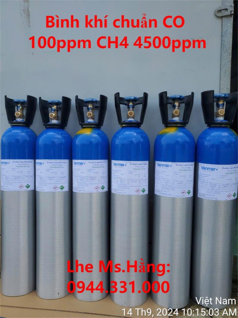 Bình khí chuẩn CO 100ppm CH4 4500ppm