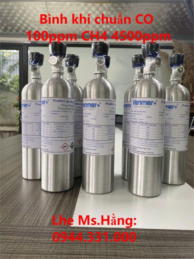 Bình khí chuẩn CO 100ppm CH4 4500ppm