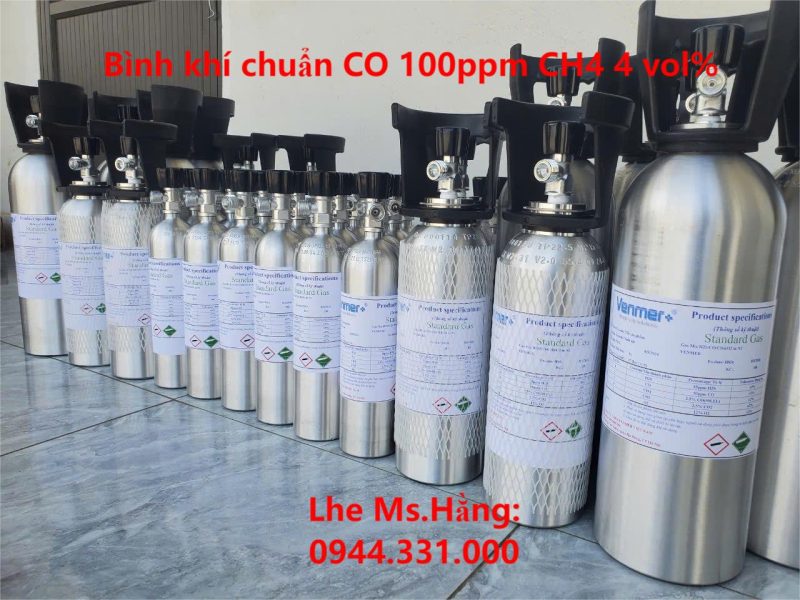 Bình khí chuẩn CO 100ppm CH4 4 vol