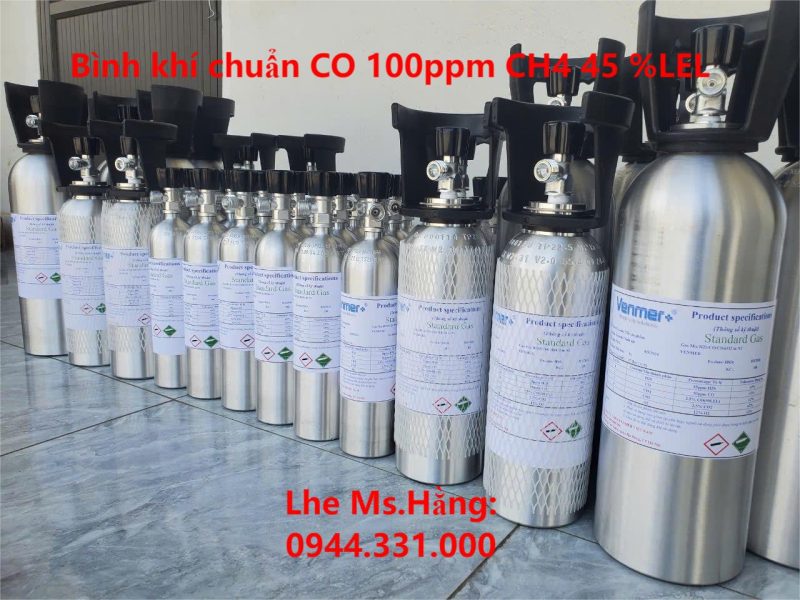 Bình khí chuẩn CO 100ppm CH4 45