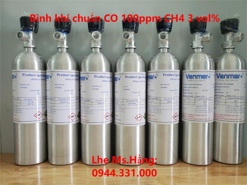 Bình khí chuẩn CO 100ppm CH4 3 vol