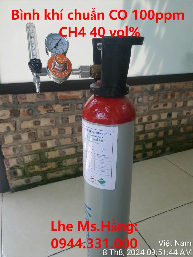 Bình khí chuẩn CO 100ppm CH4 40 vol%