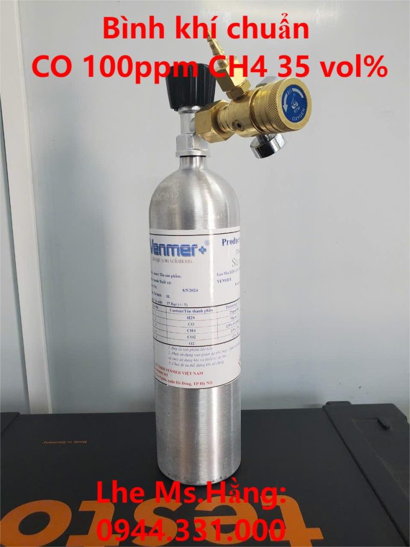 Bình khí chuẩn CO 100ppm CH4 35 vol%