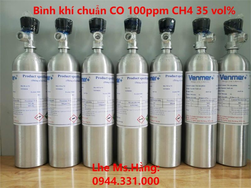 Bình khí chuẩn CO 100ppm CH4 35 vol%