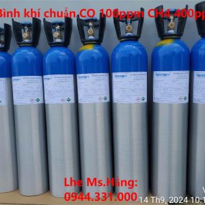 Bình khí chuẩn CO 100ppm CH4 400ppm