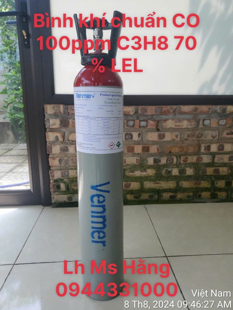 Bình khí chuẩn CO 100ppm C3H8 70 % LEL