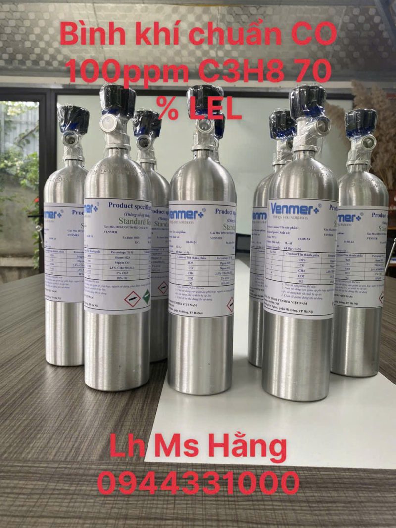 Bình khí chuẩn CO 100ppm C3H8 70 % LEL