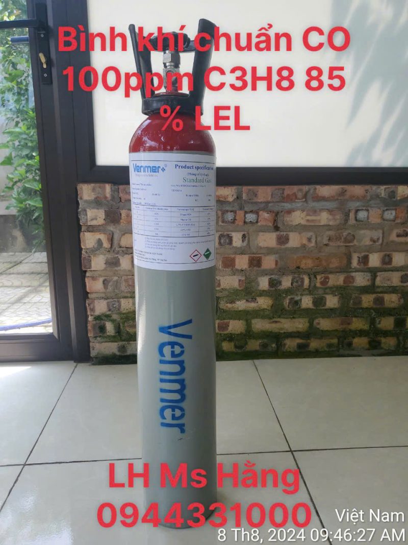 Bình khí chuẩn CO 100ppm C3H8 85 % LEL