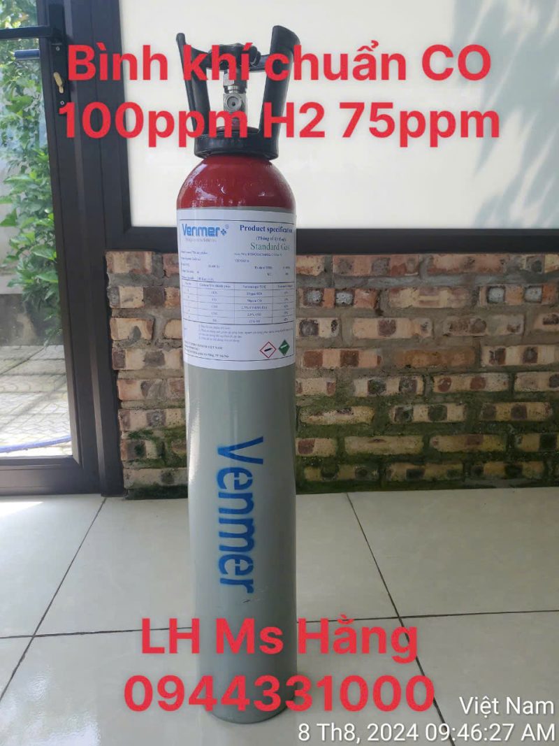 Bình khí chuẩn CO 100ppm H2 75ppm