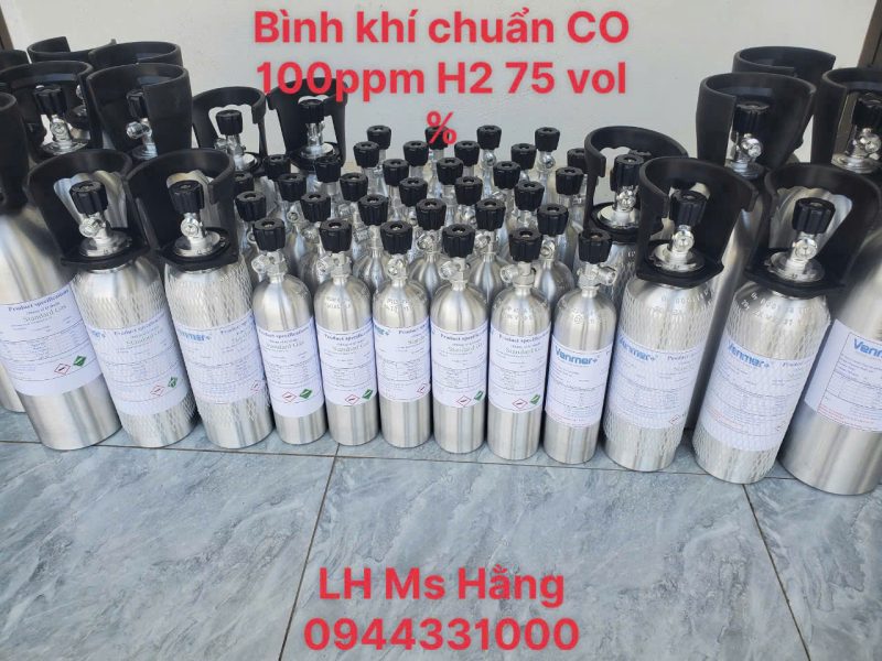 Bình khí chuẩn CO 100ppm H2 75 vol %