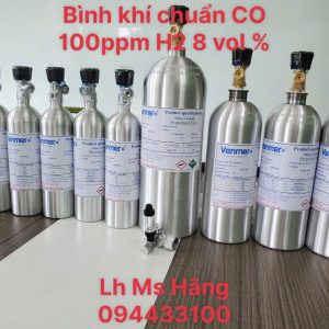 Bình khí chuẩn CO 100ppm H2 8 vol %